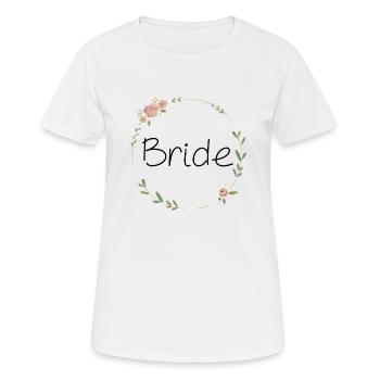 Bride floral wreath green hen party - Women's Breathable T-Shirt - white - Front - AI Model Female 172 dark (172cm)
