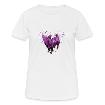 Aquarell Langhaar Chihuahua Herz im Wasserfarben - Frauen T-Shirt atmungsaktiv - Weiß - Vorne - AI Model Female 172 dark (172cm)