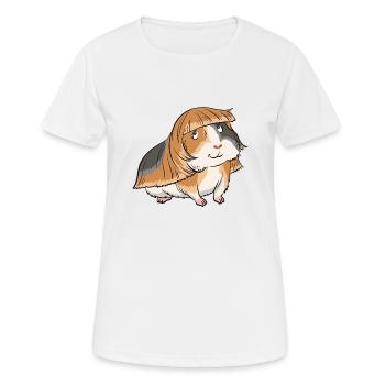 Coupe de cheveux de coupe de fourrure de coiffeur de cochon d'Inde - T-shirt respirant Femme - blanc - Devant - AI Model Female 172 dark (172cm)