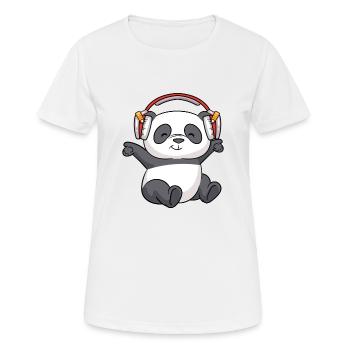 DJ Panda Kopfhörer Pandabär Bär - Frauen T-Shirt atmungsaktiv - Weiß - Vorne - AI Model Female 172 dark (172cm)