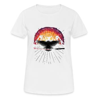 Schwert Katana Krähe Rabe Fantasy Auferstehung - Frauen T-Shirt atmungsaktiv - Weiß - Vorne - AI Model Female 172 dark (172cm)