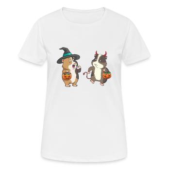 Costume d'Halloween cochon d'Inde sorcière diable - T-shirt respirant Femme - blanc - Devant - AI Model Female 172 dark (172cm)