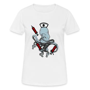 Nurse Octopus Horror Syringe Phobia Doctor - Women's Breathable T-Shirt - white - Front - AI Model Female 172 dark (172cm)