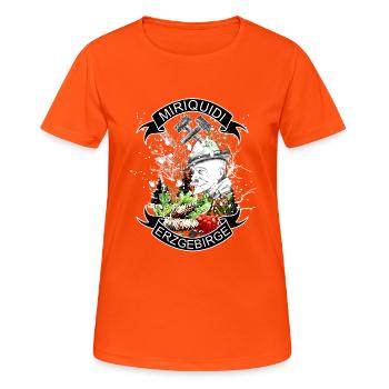 Miriquidi - Erzgebirge Bergbau und Heimat - Frauen T-Shirt atmungsaktiv - Neonorange - Vorne - AI Model Female 172 dark (172cm)