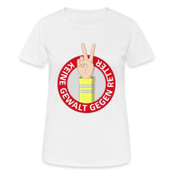 Keine Gewalt gegen Retter - Frauen T-Shirt atmungsaktiv - Weiß - Vorne - AI Model Female 172 dark (172cm)