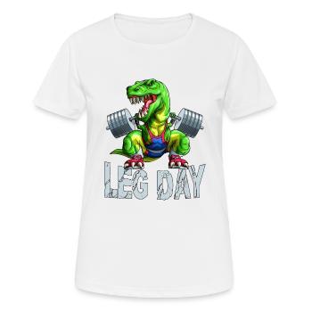 Bein Tag Kniebeugen T-Rex Gewichtheber Langhantel Fitnessstudio Trai - Frauen T-Shirt atmungsaktiv - Weiß - Vorne - AI Model Female 172 dark (172cm)
