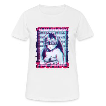 Acid House Techno Glitch Vaporwave Manga Raver DJ - T-shirt respirant Femme - blanc - Devant - AI Model Female 172 dark (172cm)
