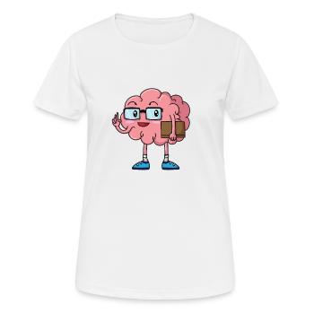 Streber Gehirn mit Buch und Brille - Frauen T-Shirt atmungsaktiv - Weiß - Vorne - AI Model Female 172 dark (172cm)