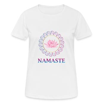 Namaste Lotus Blüte - Frauen T-Shirt atmungsaktiv - Weiß - Vorne - AI Model Female 172 dark (172cm)