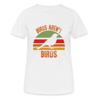 Vögel sind keine Vögel Vogelbeobachtung Verschwörungstheorie - Frauen T-Shirt atmungsaktiv - Weiß - Vorne - AI Model Female 172 dark (172cm)