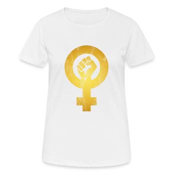 Féminisme Faust Féministe Femmes Droits grève - T-shirt respirant Femme - blanc - Devant - AI Model Female 172 dark (172cm)