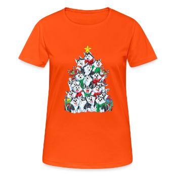 Sibérien Husky Sapin de Noël De Noël Gesch - T-shirt respirant Femme - orange néon - Devant - AI Model Female 172 dark (172cm)