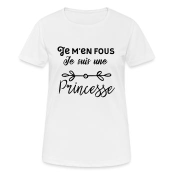je m'en fou je suis une princesse - T-shirt respirant Femme - blanc - Devant - AI Model Female 172 dark (172cm)