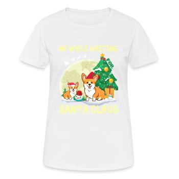 Corgi moi en attendant le Père Noël - T-shirt respirant Femme - blanc - Devant - AI Model Female 172 dark (172cm)