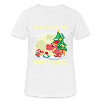 T rex moi en attendant le Père Noël - T-shirt respirant Femme - blanc - Devant - AI Model Female 172 dark (172cm)