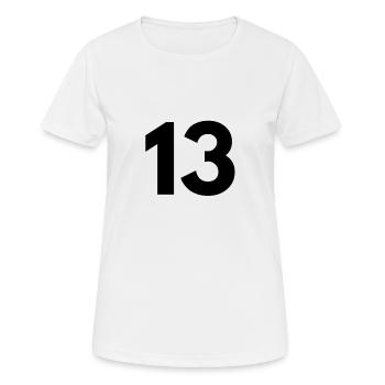 13 - Frauen T-Shirt atmungsaktiv - Weiß - Vorne - AI Model Female 172 dark (172cm)