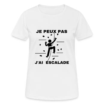 Je peux pas j'ai escalade - T-shirt respirant Femme - blanc - Devant - AI Model Female 172 dark (172cm)