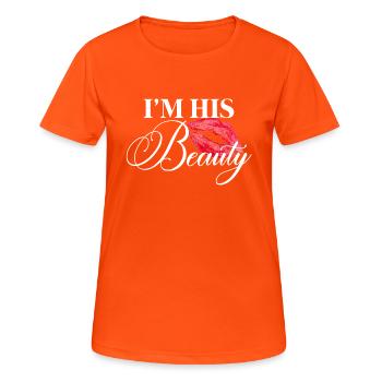 Je suis sa beauté - T-shirt respirant Femme - orange néon - Devant - AI Model Female 172 dark (172cm)