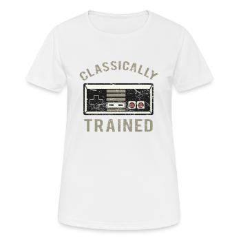 Klassisch ausgebildeter Retrogaming-Videospieler - Frauen T-Shirt atmungsaktiv - Weiß - Vorne - AI Model Female 172 dark (172cm)