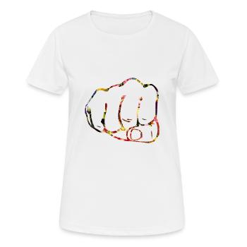 poing coloré rand discret fleurs fight art grunge - T-shirt respirant Femme - blanc - Devant - AI Model Female 172 dark (172cm)