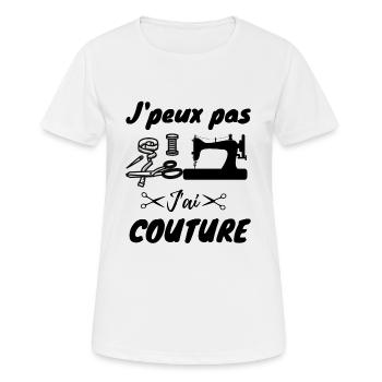 Je peux pas j'ai couture - T-shirt respirant Femme - blanc - Devant - AI Model Female 172 dark (172cm)