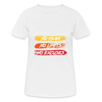 Motivation pas de peur pas de limites pas d'excuses - T-shirt respirant Femme - blanc - Devant - AI Model Female 172 dark (172cm)