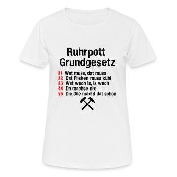 Ruhrpott Grundgesetz - Frauen T-Shirt atmungsaktiv - Weiß - Vorne - AI Model Female 172 dark (172cm)