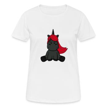 Schwarzes Einhorn rote Haare Metal Punk Pferd - Frauen T-Shirt atmungsaktiv - Weiß - Vorne - AI Model Female 172 dark (172cm)