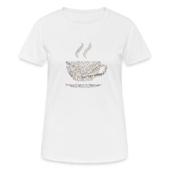 Hashtag Wordcloud Programmer, Coffee, Word Cloud - Frauen T-Shirt atmungsaktiv - Weiß - Vorne - AI Model Female 172 dark (172cm)