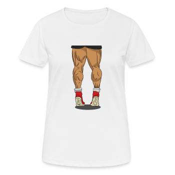 Trainierte Waden Beine trainieren Gym Muskeln Bein - Frauen T-Shirt atmungsaktiv - Weiß - Vorne - AI Model Female 172 dark (172cm)