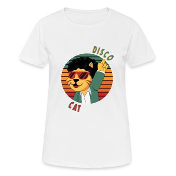Disco Cat geht auf die Piste - Frauen T-Shirt atmungsaktiv - Weiß - Vorne - AI Model Female 172 dark (172cm)