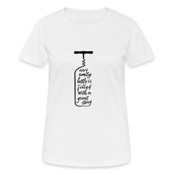 Wein, Weinflasche, Story - Frauen T-Shirt atmungsaktiv - Weiß - Vorne - AI Model Female 172 dark (172cm)