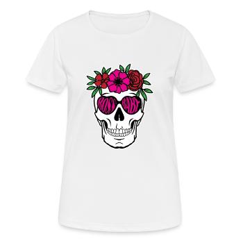 Boss Babe Cool Lady Skull skull flowers - Women's Breathable T-Shirt - white - Front - AI Model Female 172 dark (172cm)
