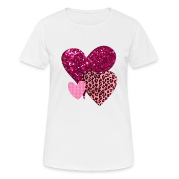 Hübsche rosa Herzen - Frauen T-Shirt atmungsaktiv - Weiß - Vorne - AI Model Female 172 dark (172cm)