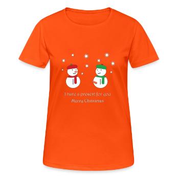 Perverted snowmen with Christmas greetings - Women's Breathable T-Shirt - neon orange - Front - AI Model Female 172 dark (172cm)