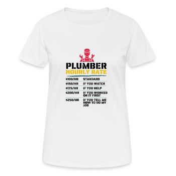 Taux horaire des plombiers pour les plombiers - T-shirt respirant Femme - blanc - Devant - AI Model Female 172 dark (172cm)