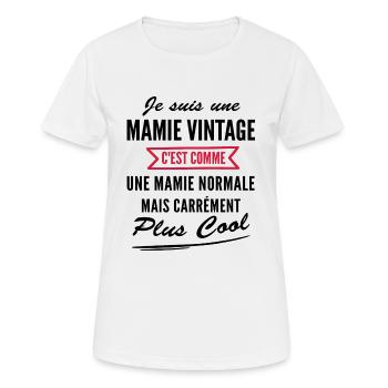 je suis une mamie vintage - humour mamie - T-shirt respirant Femme - blanc - Devant - AI Model Female 172 dark (172cm)