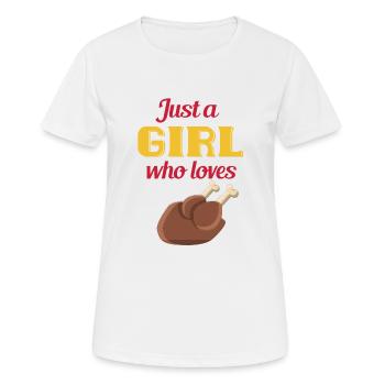 maedchen liebt huhn - Frauen T-Shirt atmungsaktiv - Weiß - Vorne - AI Model Female 172 dark (172cm)