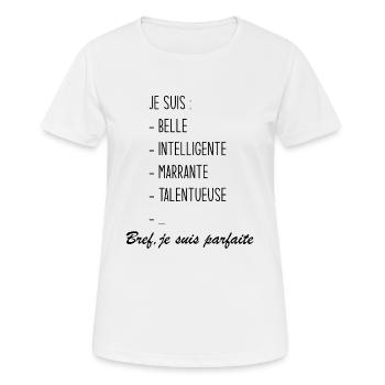 Parfaite - T-shirt respirant Femme - blanc - Devant - AI Model Female 172 dark (172cm)