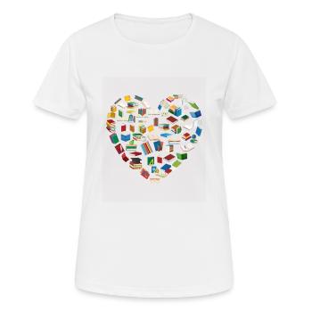 Book Lover Heart Shape Reading Club Librarian - Women's Breathable T-Shirt - white - Front - AI Model Female 172 dark (172cm)