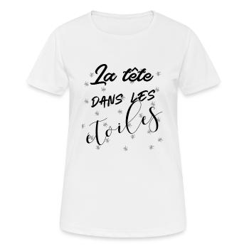 La tête dans les étoiles - T-shirt respirant Femme - blanc - Devant - AI Model Female 172 dark (172cm)