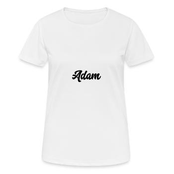 Adam benutzerdefinierte Text Geburtstagsname - Frauen T-Shirt atmungsaktiv - Weiß - Vorne - AI Model Female 172 dark (172cm)