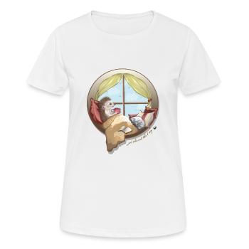 Hérisson à la fenêtre Image avec inscription - T-shirt respirant Femme - blanc - Devant - AI Model Female 172 dark (172cm)