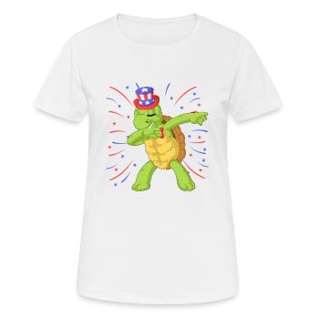 Schildkröte dabbing 4. Juli - Frauen T-Shirt atmungsaktiv - Weiß - Vorne - AI Model Female 172 dark (172cm)