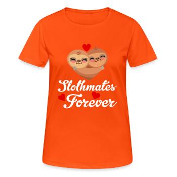 Slothmates For Life Cute Sloth Saint-Valentin - T-shirt respirant Femme - orange néon - Devant - AI Model Female 172 dark (172cm)