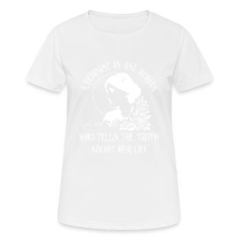 Une féministe | Virginia Woolf - T-shirt respirant Femme - blanc - Devant - AI Model Female 172 dark (172cm)