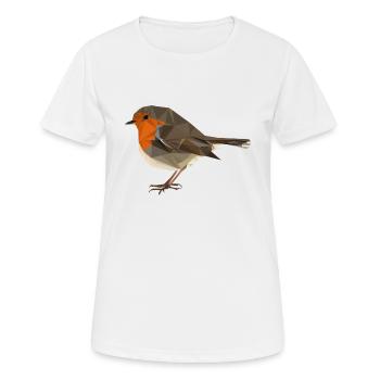 Rouge-gorge de style polygone - oiseau indigène - T-shirt respirant Femme - blanc - Devant - AI Model Female 172 dark (172cm)