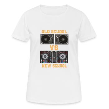 Ancienne école DJ VS Nouvelle école équipement DJ Tabell - T-shirt respirant Femme - blanc - Devant - AI Model Female 172 dark (172cm)
