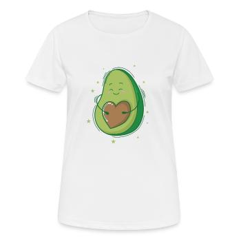 Avocat avec cœur comme noyau - T-shirt respirant Femme - blanc - Devant - AI Model Female 172 dark (172cm)
