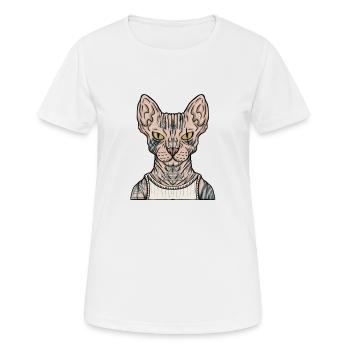 Tatouage mignon de chat gla poilu de sphynx de chat - T-shirt respirant Femme - blanc - Devant - AI Model Female 172 dark (172cm)